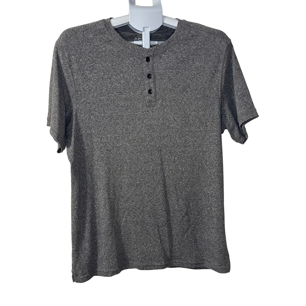 Apt 9 Premier Flex Mens Medium Gray Heather Short Sleeve Henley Shirt